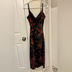 NWT Women’s Dress Forum Black Dress with Red Cherry Print Size Medium